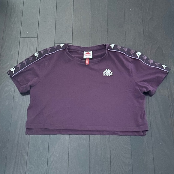 ⚡️2/$25⚡️ Rare 🔥 Kappa Women’s Cropped Cotton Purple Tape Tee | S | Embroidered - Picture 5 of 9
